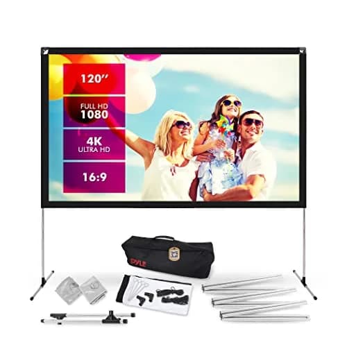 Pyle Projection Screen 120'' | Outdoor & Indoor Foldable HD Matte White thumbnail 1