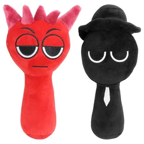 Generic Black+Red Plush Toy Figure (2-Pack) | Soft & Fun Stuffed Doll for Fans - main product image