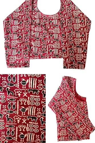 Fressia Fabrics Stretchable Cotton Saree Blouse Round Neck 3/4 Sleeve 120g (4.2oz) thumbnail 6