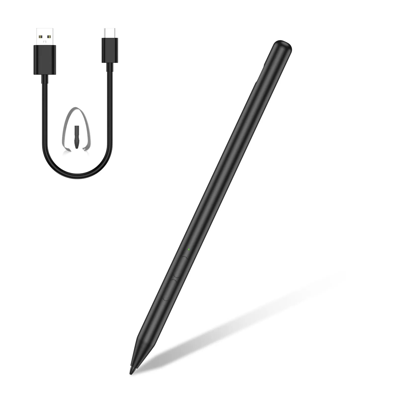 hacey Precision Stylus Pen for Surface Pro 11/10/X/9/8/7/6/5/4/3, 1024 Pressure Levels, Palm Rejection | Aluminum Body, Replaceable AAAA Battery