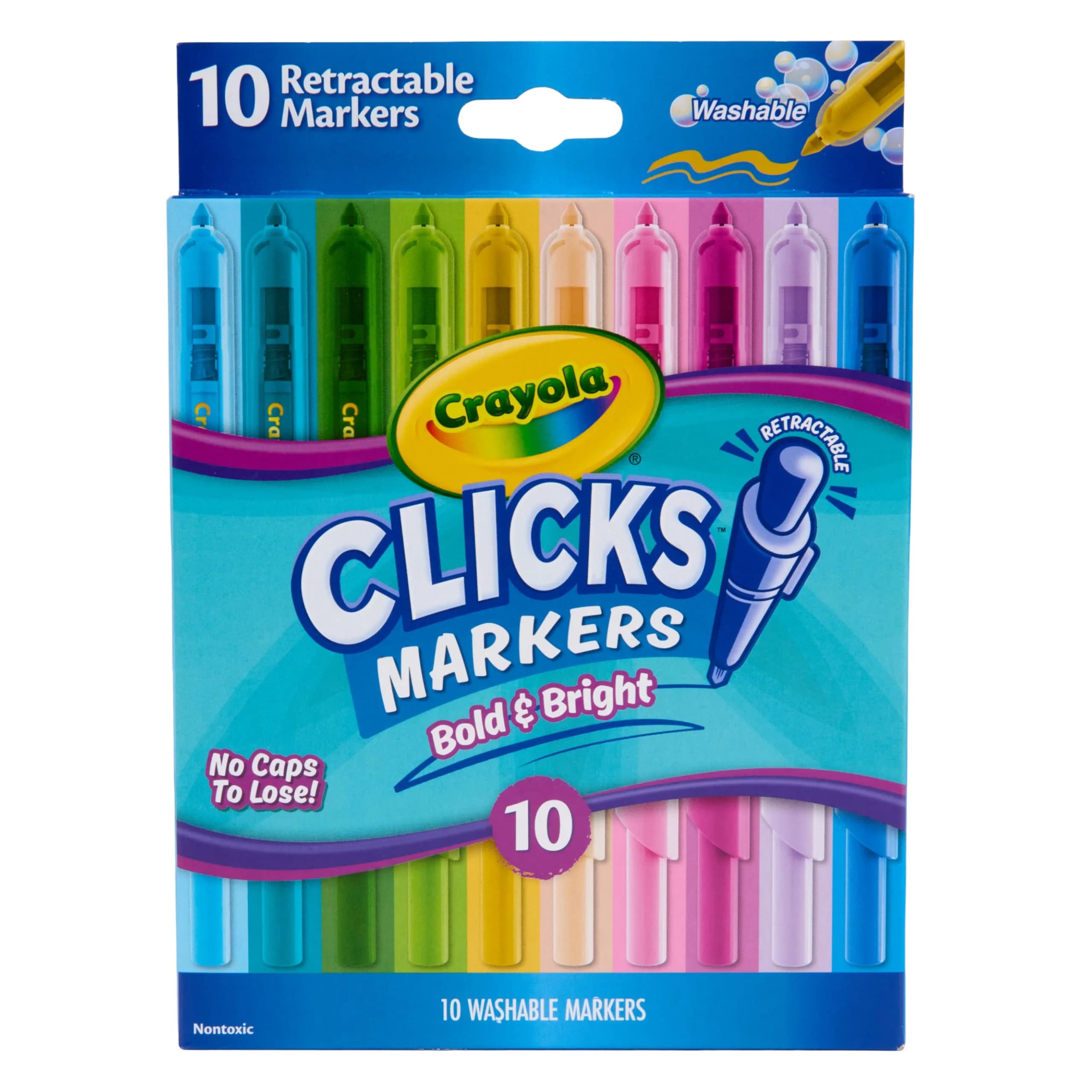 Crayola Clicks Retractable Markers Bold 10 Count | Non-Toxic Art Supplies for India - main product image