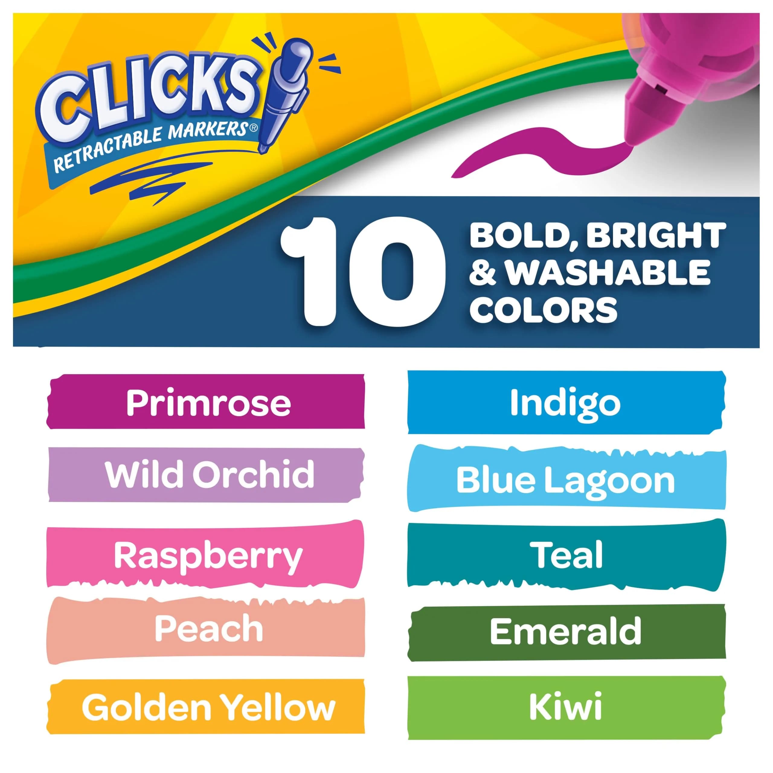 Crayola Clicks Retractable Markers Bold 10 Count | Non-Toxic Art Supplies for India - view 5