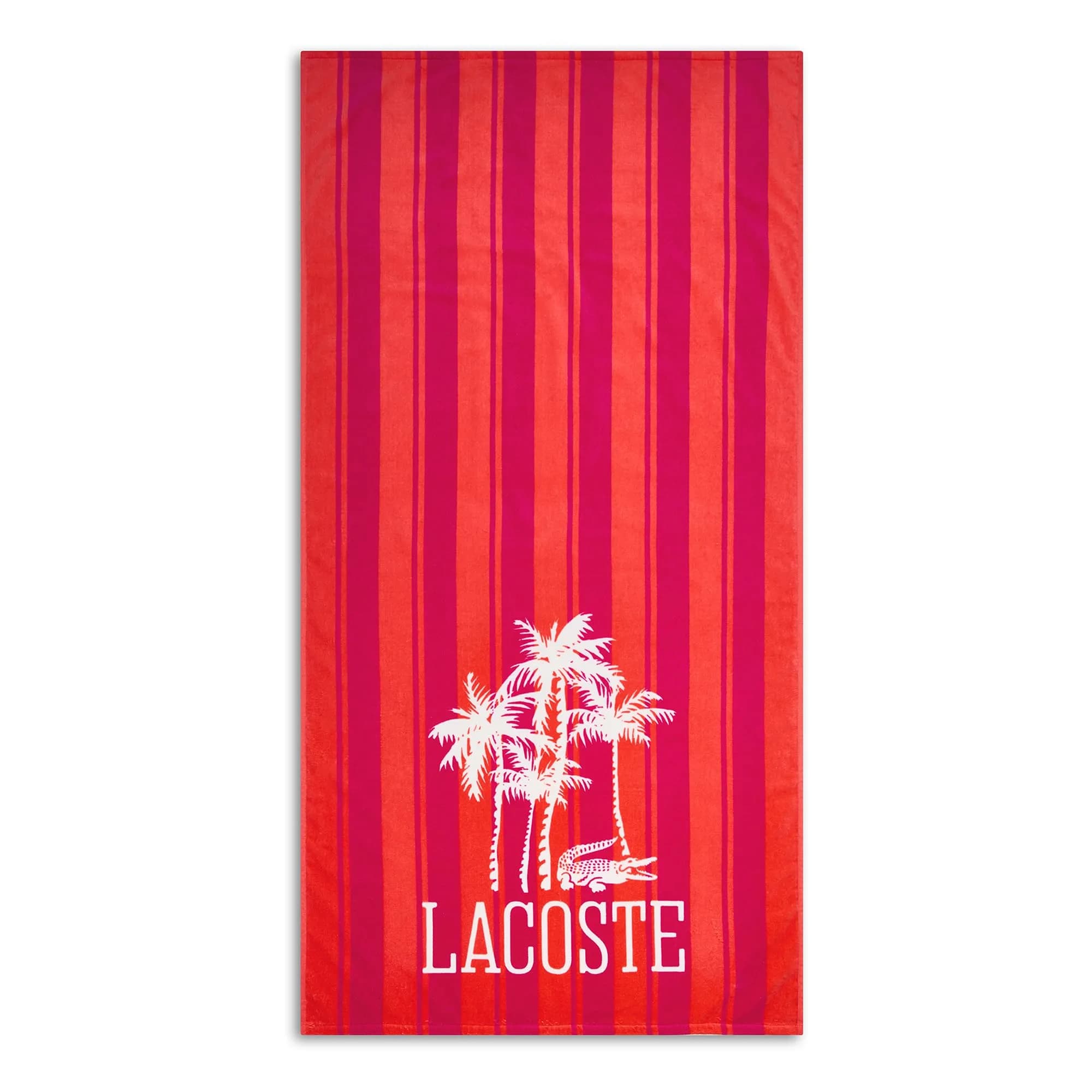 Lacoste 100% Cotton Oversized Beach Towel Palm Trees/Coral 183cm (72"L x 36"W)