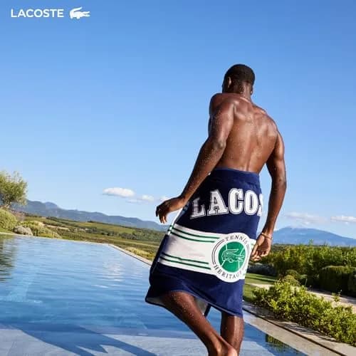 Lacoste 100% Cotton Oversized Beach Towel Palm Trees/Coral 183cm (72"L x 36"W) thumbnail 6