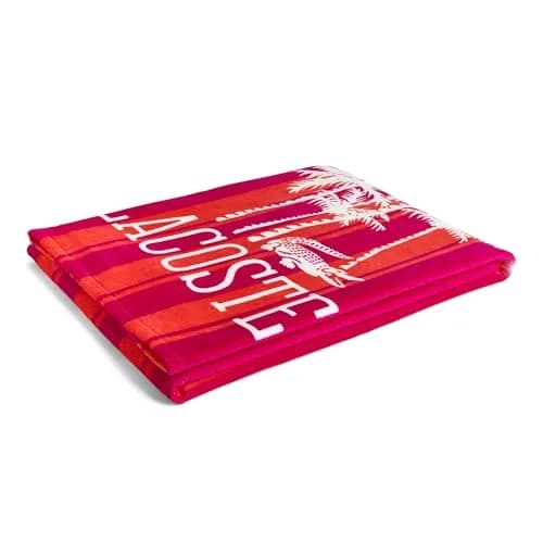 Lacoste 100% Cotton Oversized Beach Towel Palm Trees/Coral 183cm (72"L x 36"W) thumbnail 3