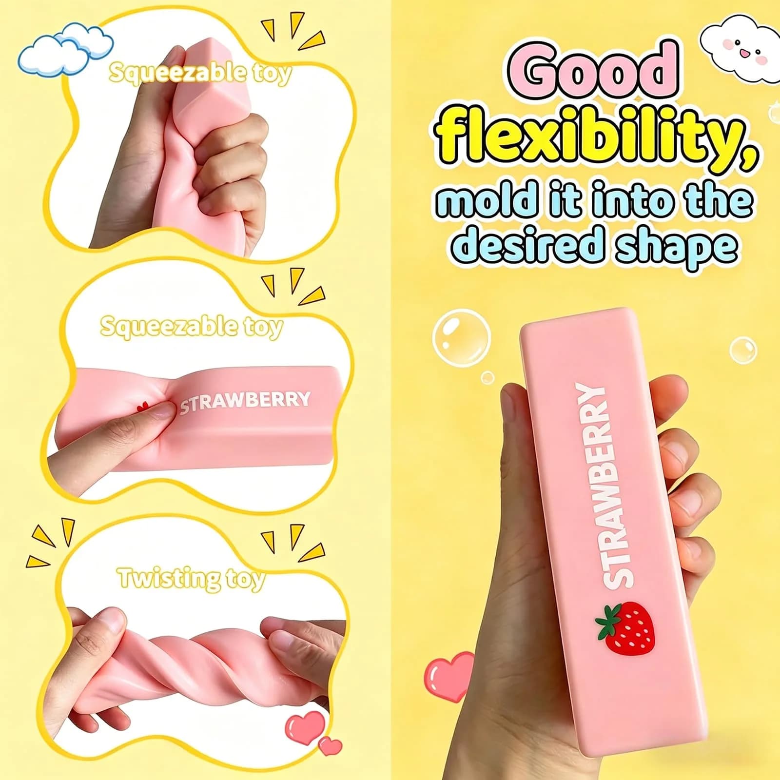 Generic Pink Butter Stick Squeeze Stress Toy Slow Rebound PU Foam | Realistic Texture for Kids - view 5