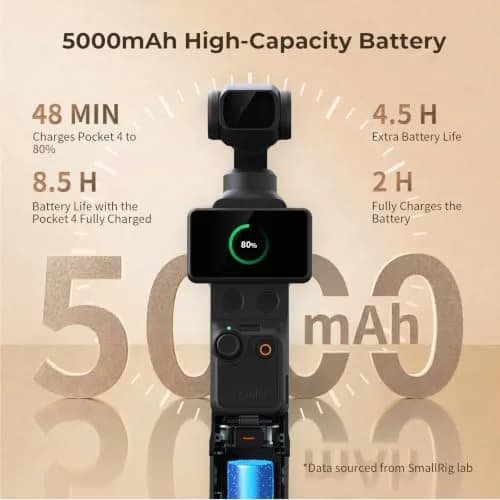 SmallRig Osmo Pocket 3/4/4 Pro Battery Handle 5000mAh with Wireless Mic Support & 1/4" Mount | 2.18x Extended Runtime thumbnail 3