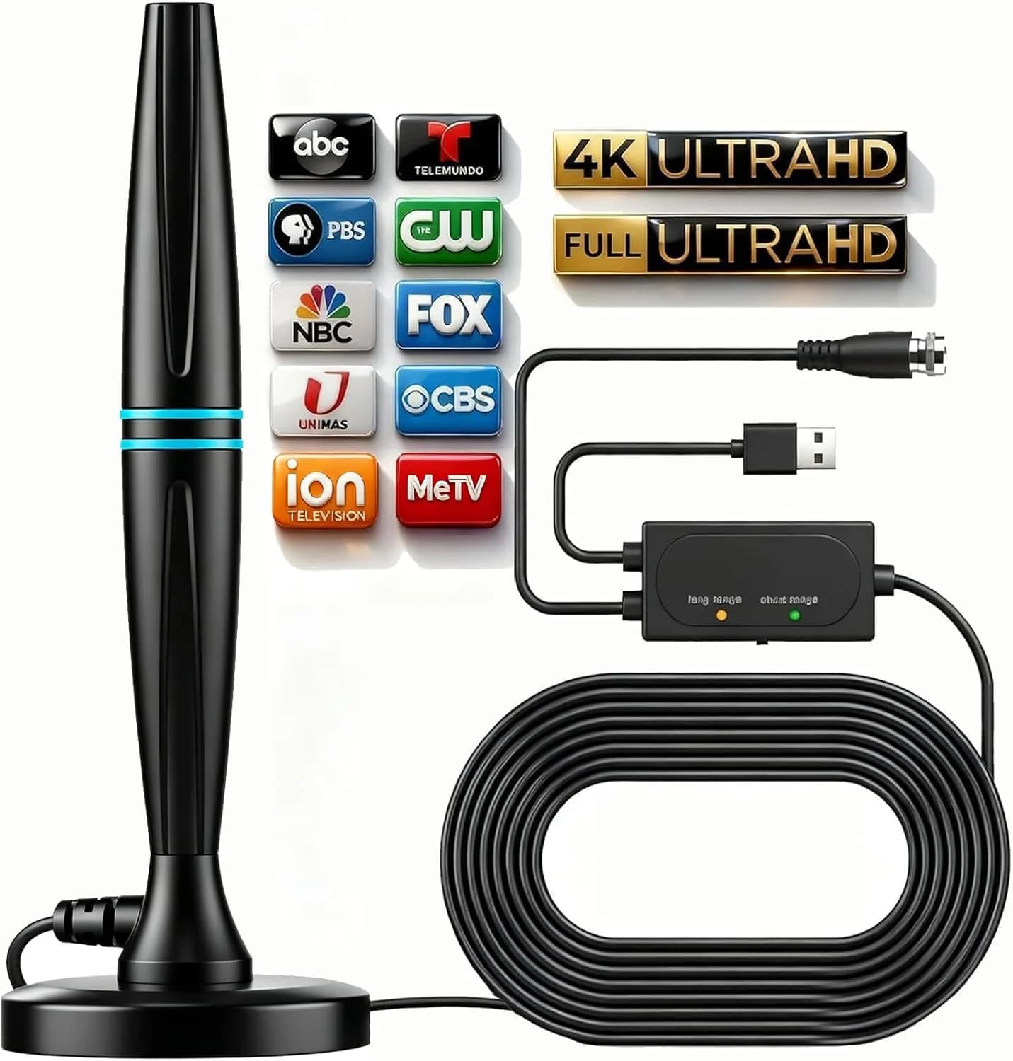 FGOTV TV Antenna for Smart TV Indoor | Supports 4K HD Local Channels with Signal Booster