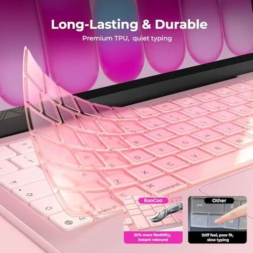 EooCoo Blush Clear TPU Keyboard Skin for MacBook Neo/Pro 13/14/15/16, Air 13/15, US Layout | Ultra-Thin & Washable thumbnail 5
