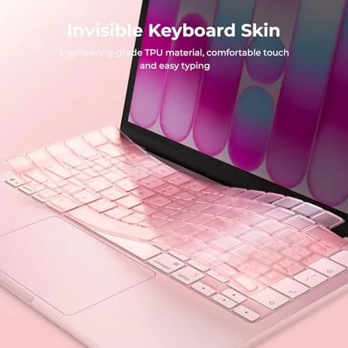 EooCoo Blush Clear TPU Keyboard Skin for MacBook Neo/Pro 13/14/15/16, Air 13/15, US Layout | Ultra-Thin & Washable thumbnail 7