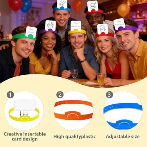 HOOJOJO 10 Pcs Guess Who Game Headbands (10 Colours) | Family & Party Game Accessory thumbnail 4
