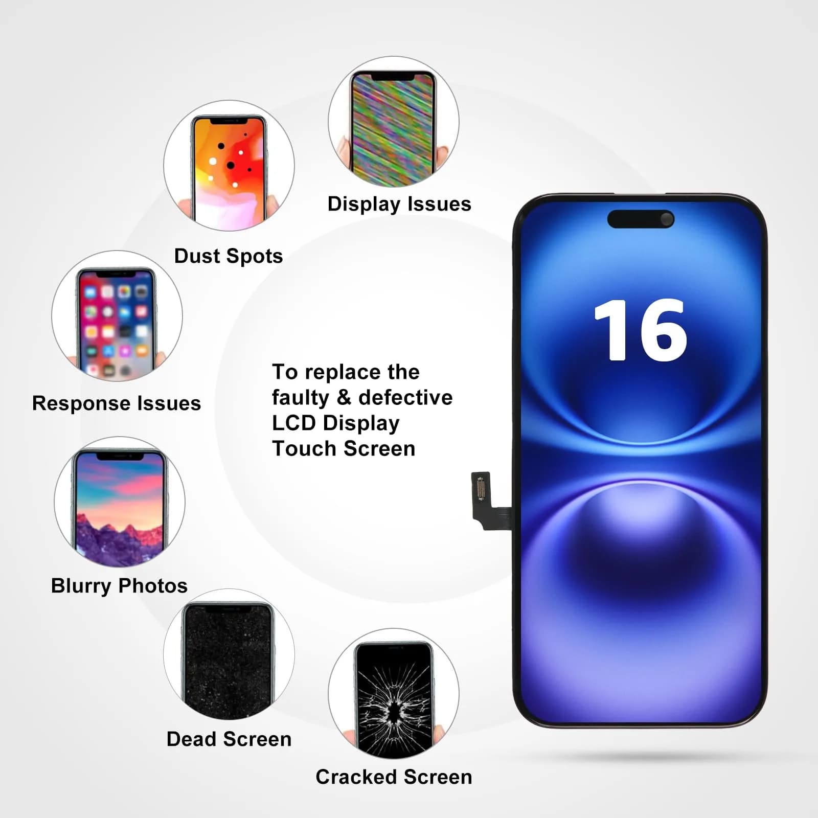 LL TRADER iPhone 16 6.1" FHD LCD Display Screen Replacement with Repair Kit - view 3