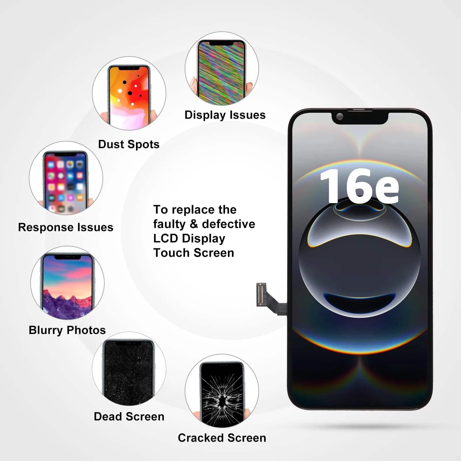 LL TRADER 6.1" FHD LCD Display for iPhone 16e with Screen Repair Kit - view 2