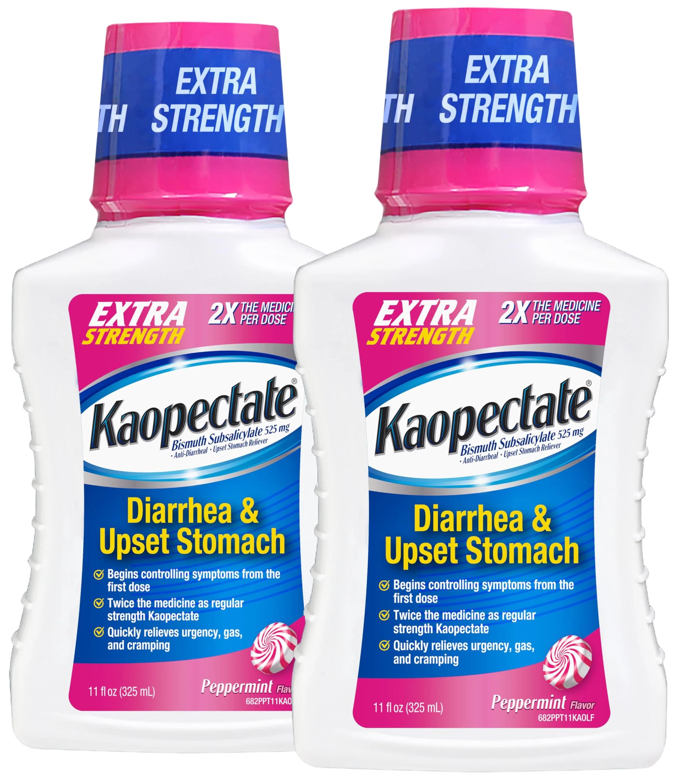 Kaopectate Extra Strength Diarrhea Relief Liquid 8oz (2 Pack) Peppermint Formula for Fast Digestive Support