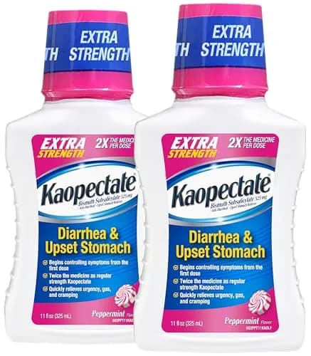 Kaopectate Extra Strength Diarrhea Relief Liquid 8oz (2 Pack) Peppermint Formula for Fast Digestive Support thumbnail 1