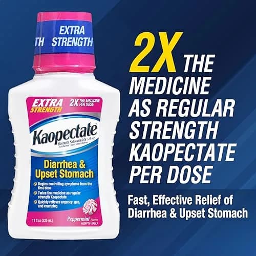 Kaopectate Extra Strength Diarrhea Relief Liquid 8oz (2 Pack) Peppermint Formula for Fast Digestive Support thumbnail 2