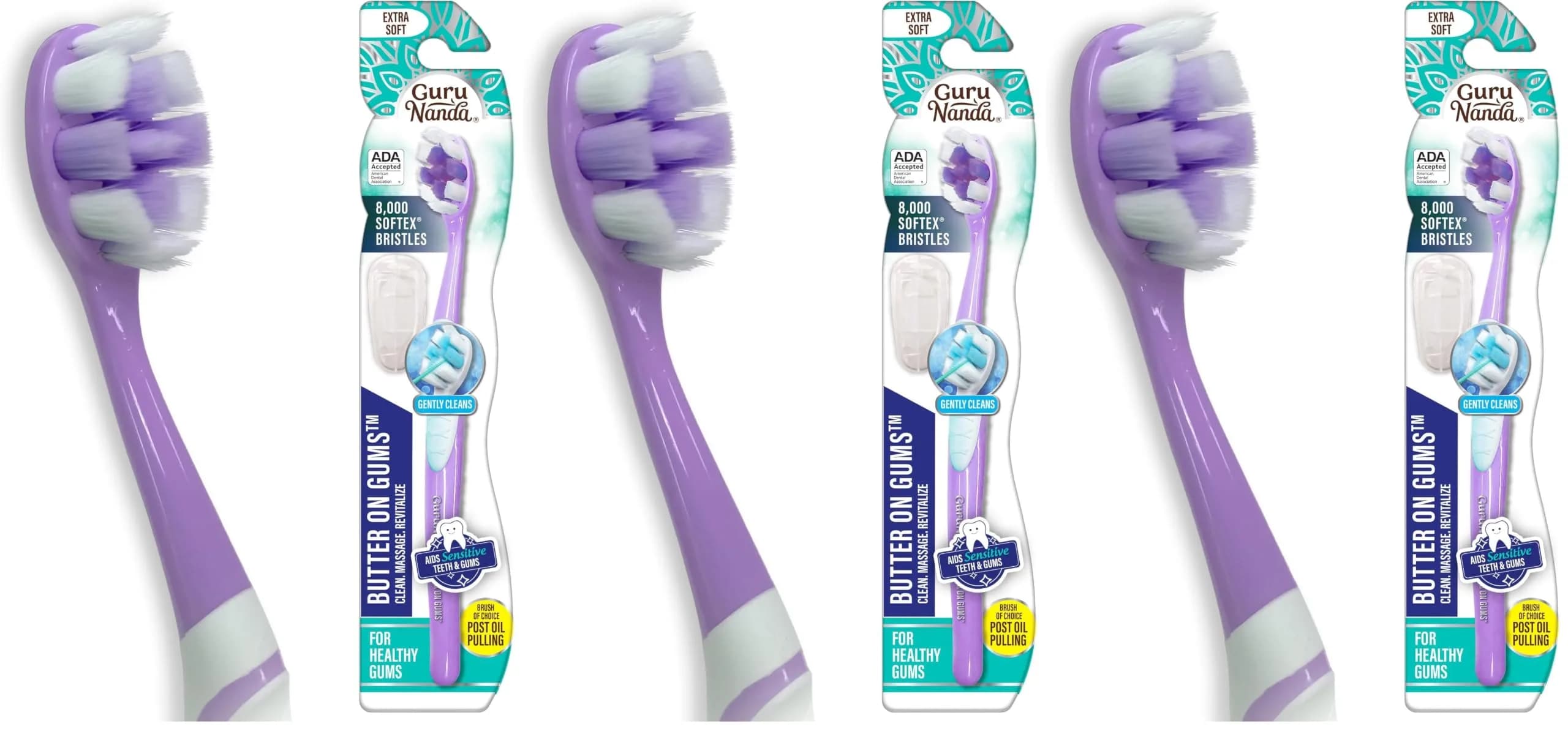 GuruNanda Butter on Gums Toothbrush 3-Pack | ADA Accepted for Sensitive Gums with 8000+ Ultra Soft Bristles - main product image