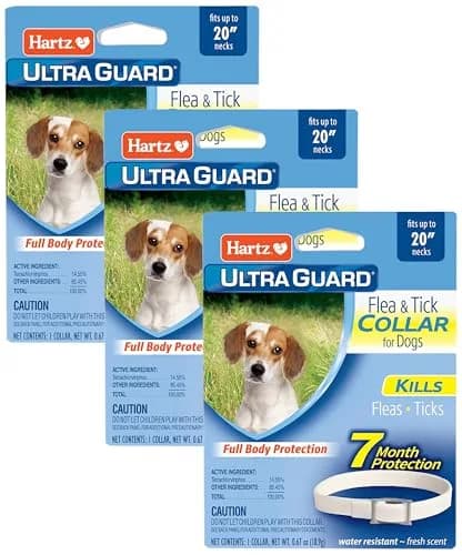 Hartz UltraGuard Flea & Tick Collar for Dogs & Puppies, 7-Month Protection, White, Up to 20 Inch Neck (3-Pack) thumbnail 1