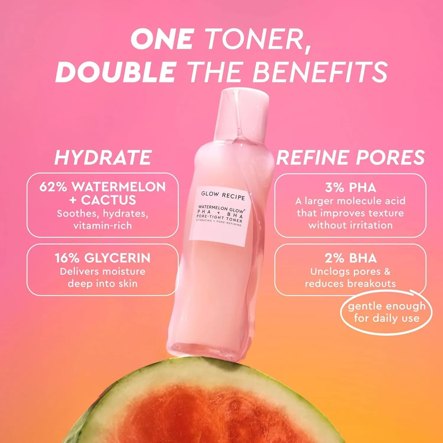 Glow Recipe Watermelon Glow PHA + BHA Pore-Tight Toner 150ml (5 Fl Oz) | Exfoliates & Hydrates for Poreless Skin - view 5