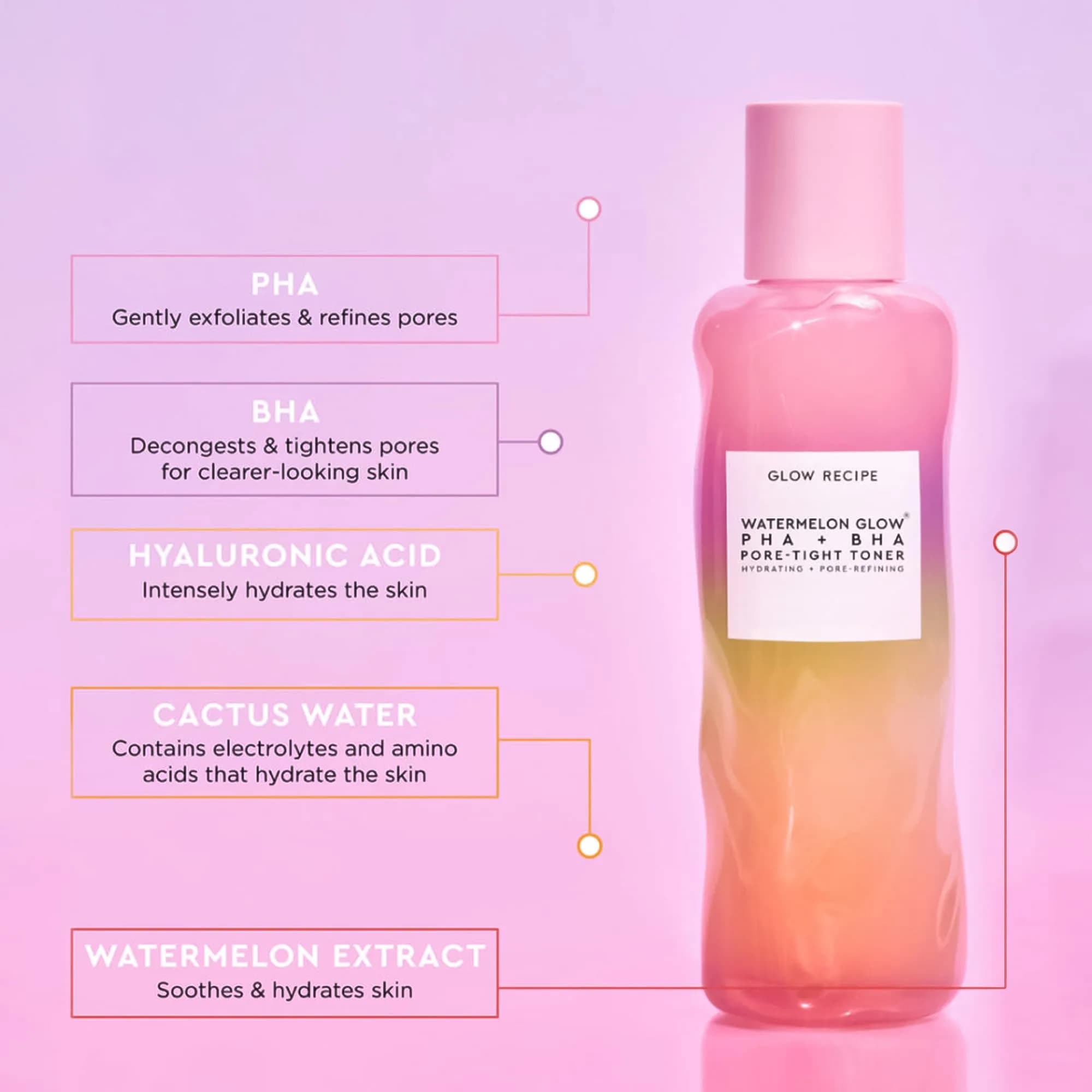 Glow Recipe Watermelon Glow PHA + BHA Pore-Tight Toner 150ml (5 Fl Oz) | Exfoliates & Hydrates for Poreless Skin - view 3