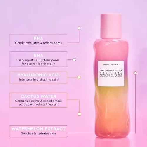 Glow Recipe Watermelon Glow PHA + BHA Pore-Tight Toner 150ml (5 Fl Oz) | Exfoliates & Hydrates for Poreless Skin thumbnail 3