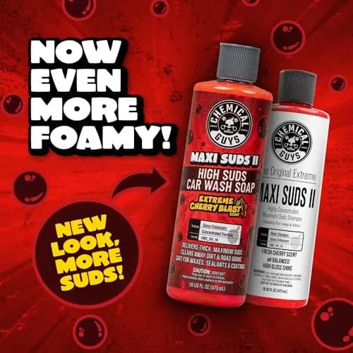 Chemical Guys Maxi Suds II Car Wash Soap & Chenille Mitt Bundle, Cherry Scent, 473ml (16 fl oz) | pH-Balanced, Scratch-Free Wash thumbnail 7