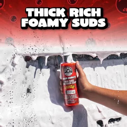 Chemical Guys Maxi Suds II Car Wash Soap & Chenille Mitt Bundle, Cherry Scent, 473ml (16 fl oz) | pH-Balanced, Scratch-Free Wash thumbnail 2