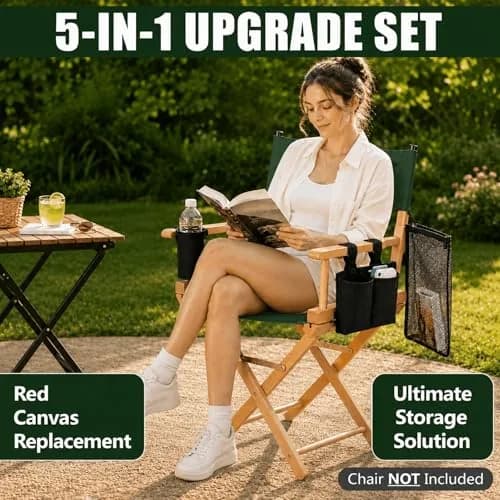STAY GENT Director Chair Replacement Canvas Set with Storage Bags - Green | 5-in-1 Upgrade for Makeup Artist Chairs thumbnail 8