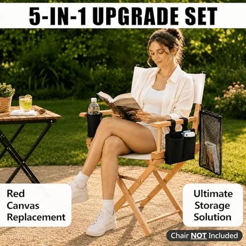 STAY GENT Director Chair Replacement Canvas Set with Storage - White | 5-in-1 Upgrade for Makeup Artist Chairs thumbnail 7