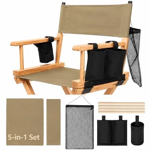 STAY GENT Director Chair Replacement Canvas Set with Storage Bags - Khaki | 5-in-1 Kit for Makeup Artist Chairs thumbnail 1