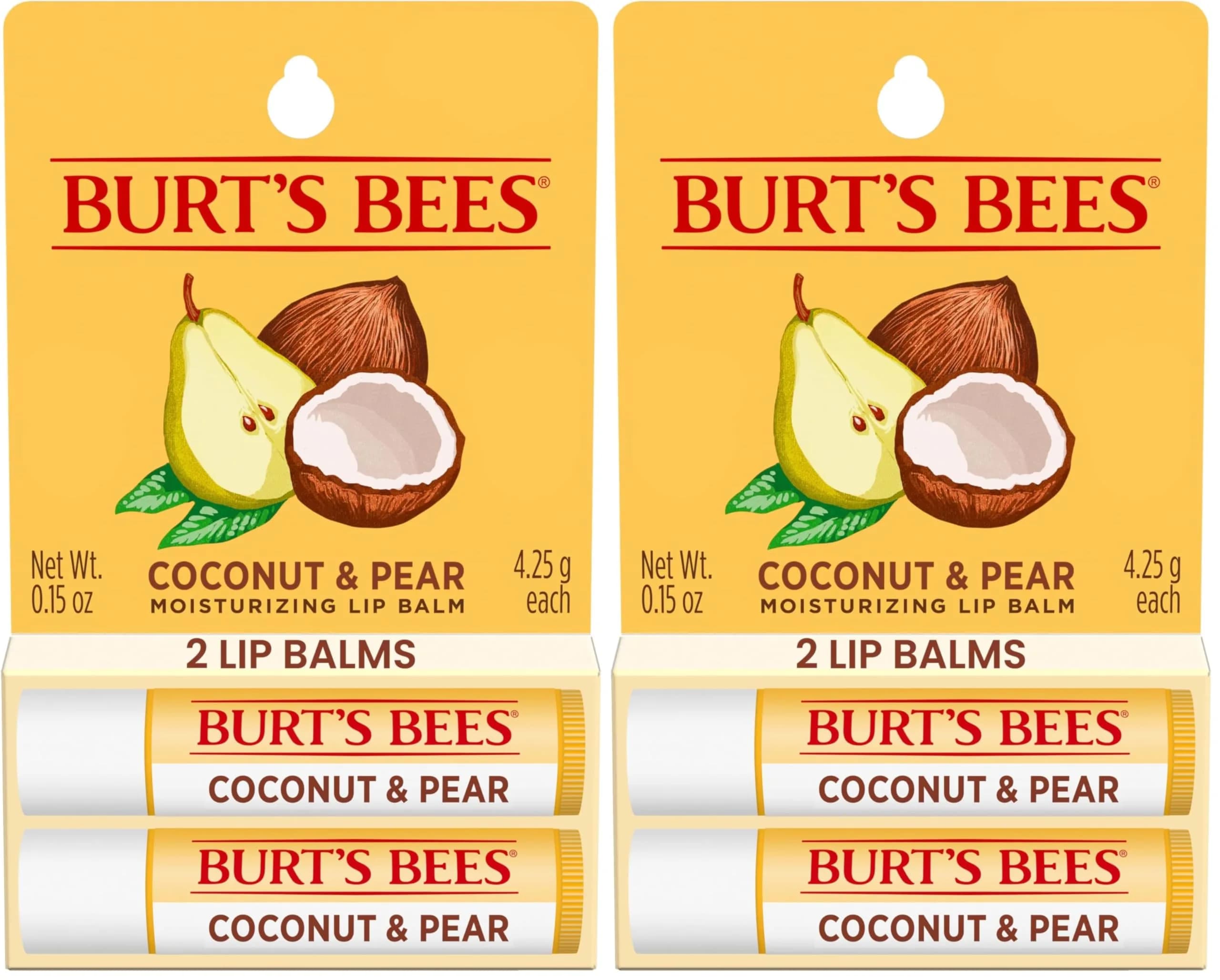 Burt's Bees Coconut & Pear Tint-Free Lip Balm 2 Count | Natural Conditioning Lip Treatment - main product image