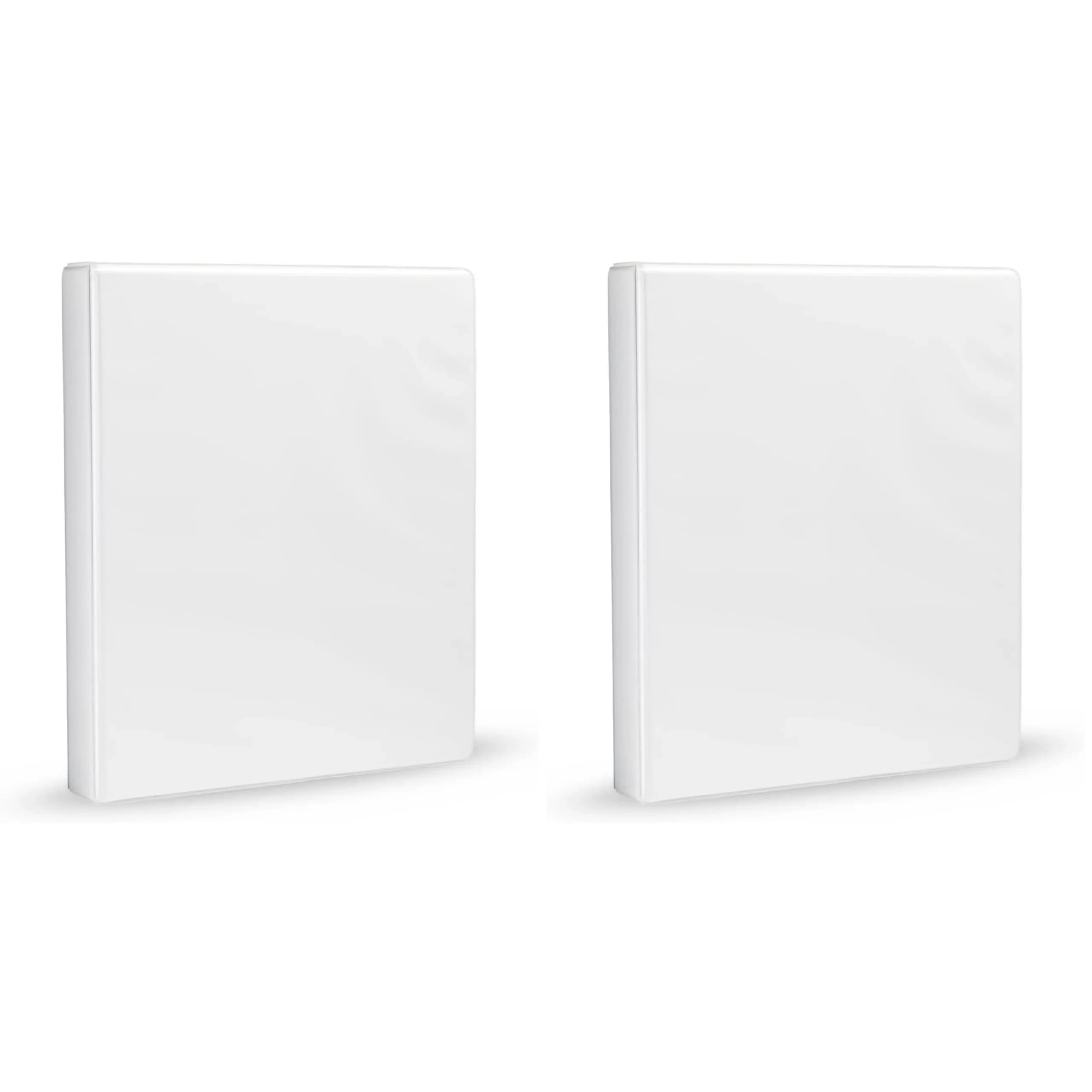 Amazon Basics 3-Ring Binder, 1-Inch, Customizable, White, 2-Pack | Holds 175 Sheets — 2-Pack