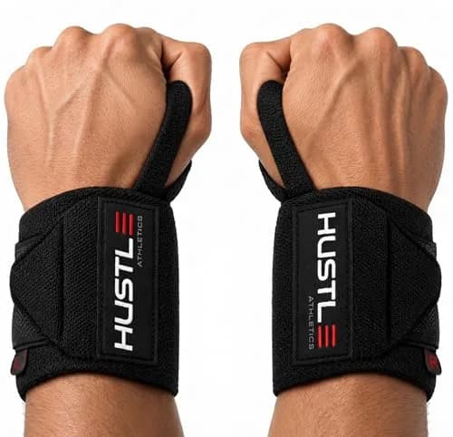 Hustle Athletics Wrist Wraps for Weightlifting 18" | USPA-Approved Heavy-Duty Gym Wraps for Men & Women thumbnail 1