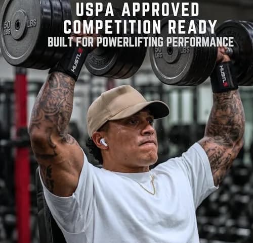 Hustle Athletics Wrist Wraps for Weightlifting 18" | USPA-Approved Heavy-Duty Gym Wraps for Men & Women thumbnail 4