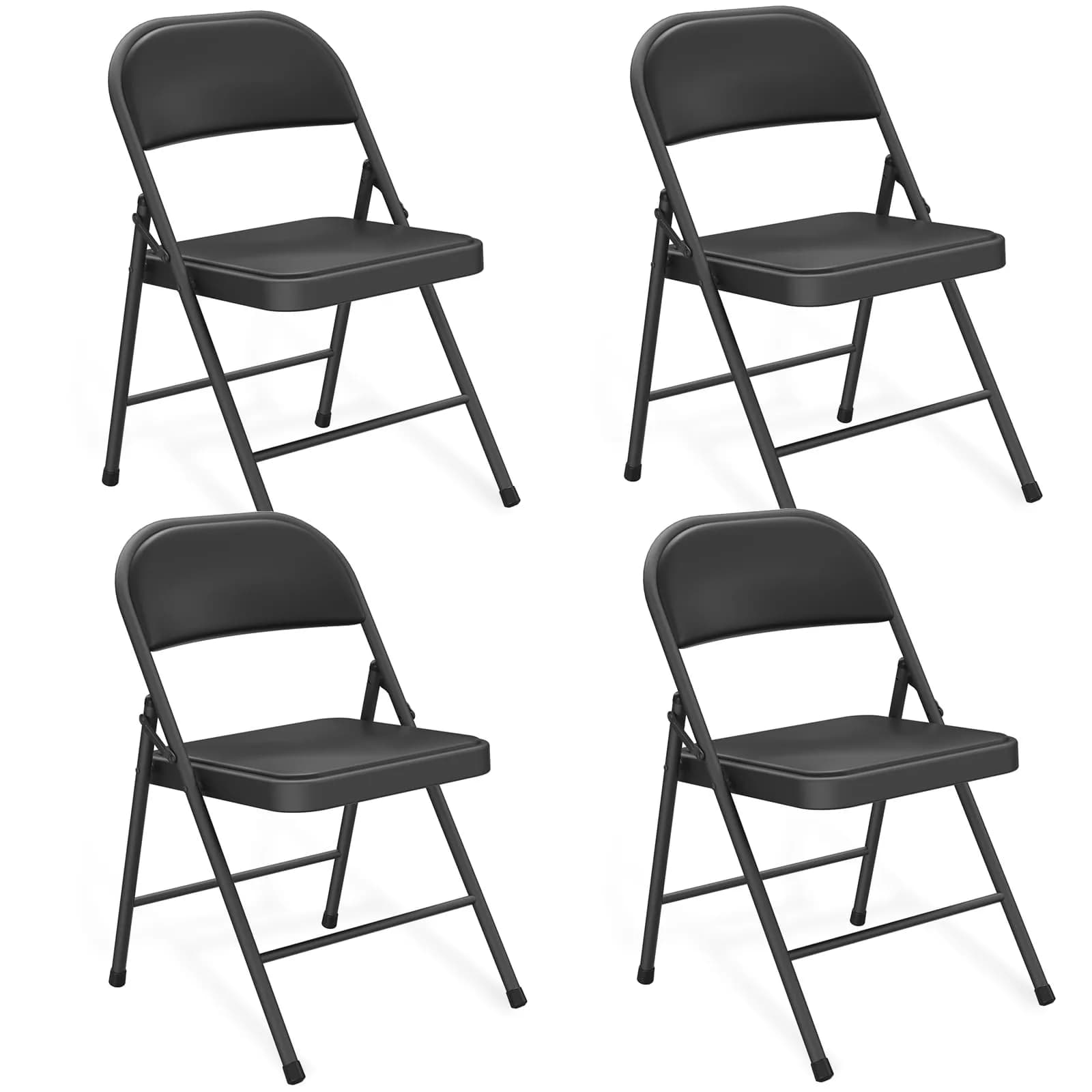 FurniEdge Padded Folding Chairs 2 Pack | Heavy Duty PU Leather Indoor & Outdoor Support