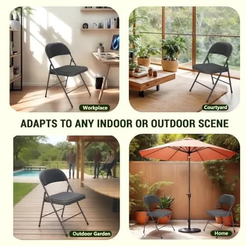FurniEdge Padded Folding Chairs 2 Pack | Heavy Duty PU Leather Indoor & Outdoor Support thumbnail 6