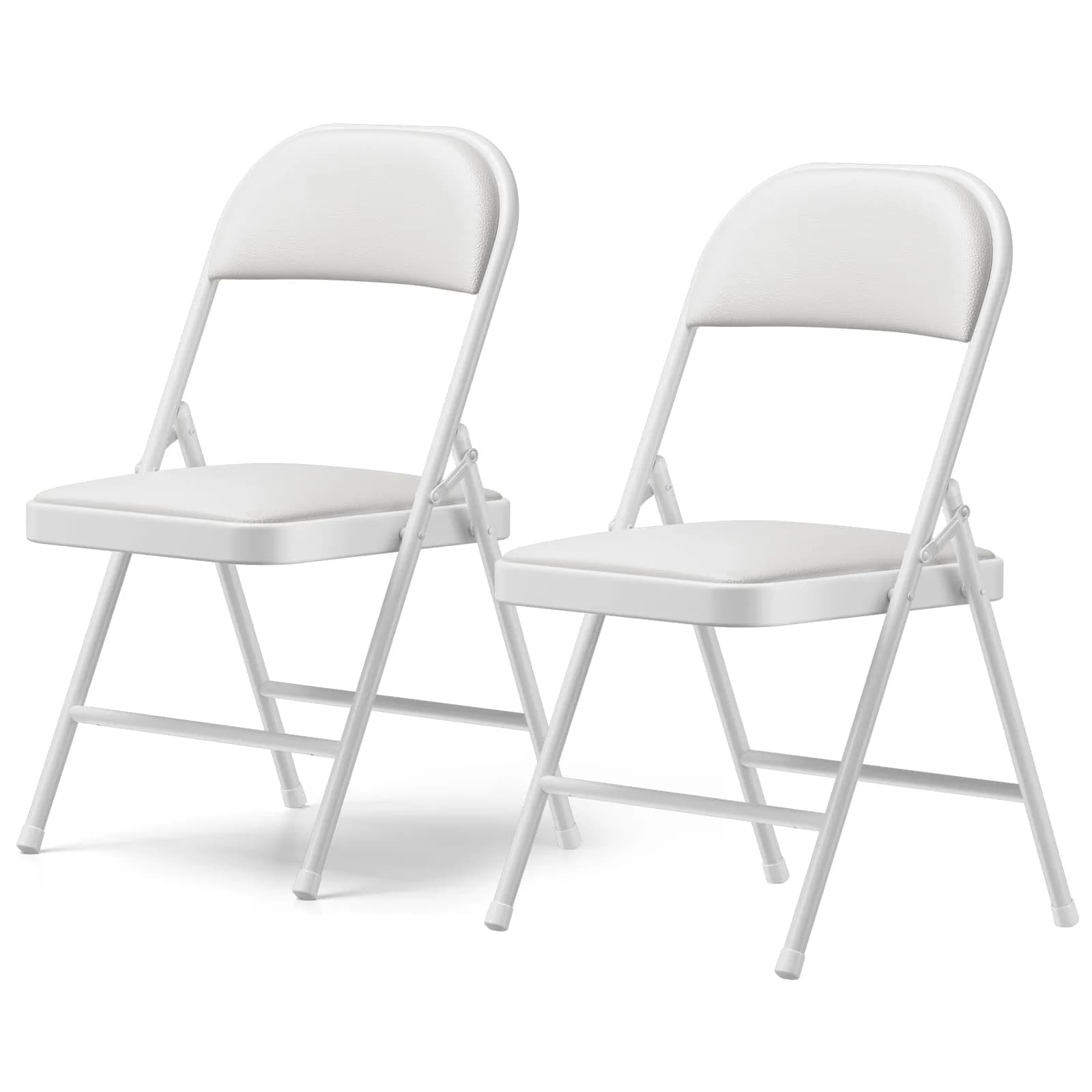 FurniEdge Padded Folding Chairs 2 Pack | Heavy Duty PU Leather Indoor & Outdoor Support