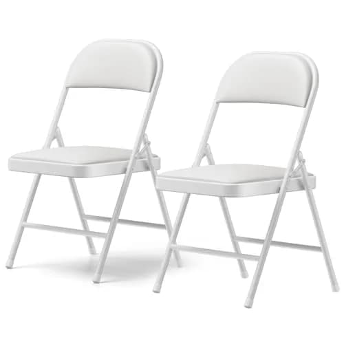 FurniEdge Padded Folding Chairs 2 Pack | Heavy Duty PU Leather Indoor & Outdoor Support thumbnail 1