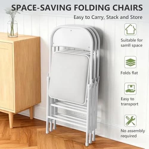 FurniEdge Padded Folding Chairs 2 Pack | Heavy Duty PU Leather Indoor & Outdoor Support thumbnail 4