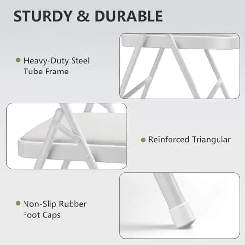 FurniEdge Padded Folding Chairs 2 Pack | Heavy Duty PU Leather Indoor & Outdoor Support thumbnail 6