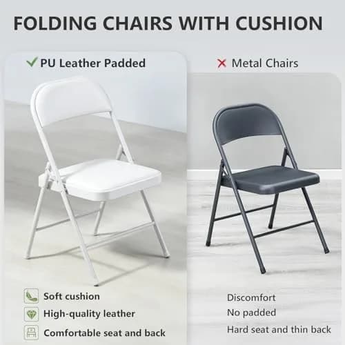 FurniEdge Padded Folding Chairs 2 Pack | Heavy Duty PU Leather Indoor & Outdoor Support thumbnail 7