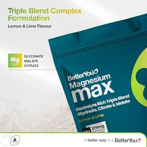 BetterYou Magnesium Max 3 in 1 Drink Powder 4.76 oz | Vegan Lemon Lime Magnesium Blend for Daily Wellness thumbnail 2