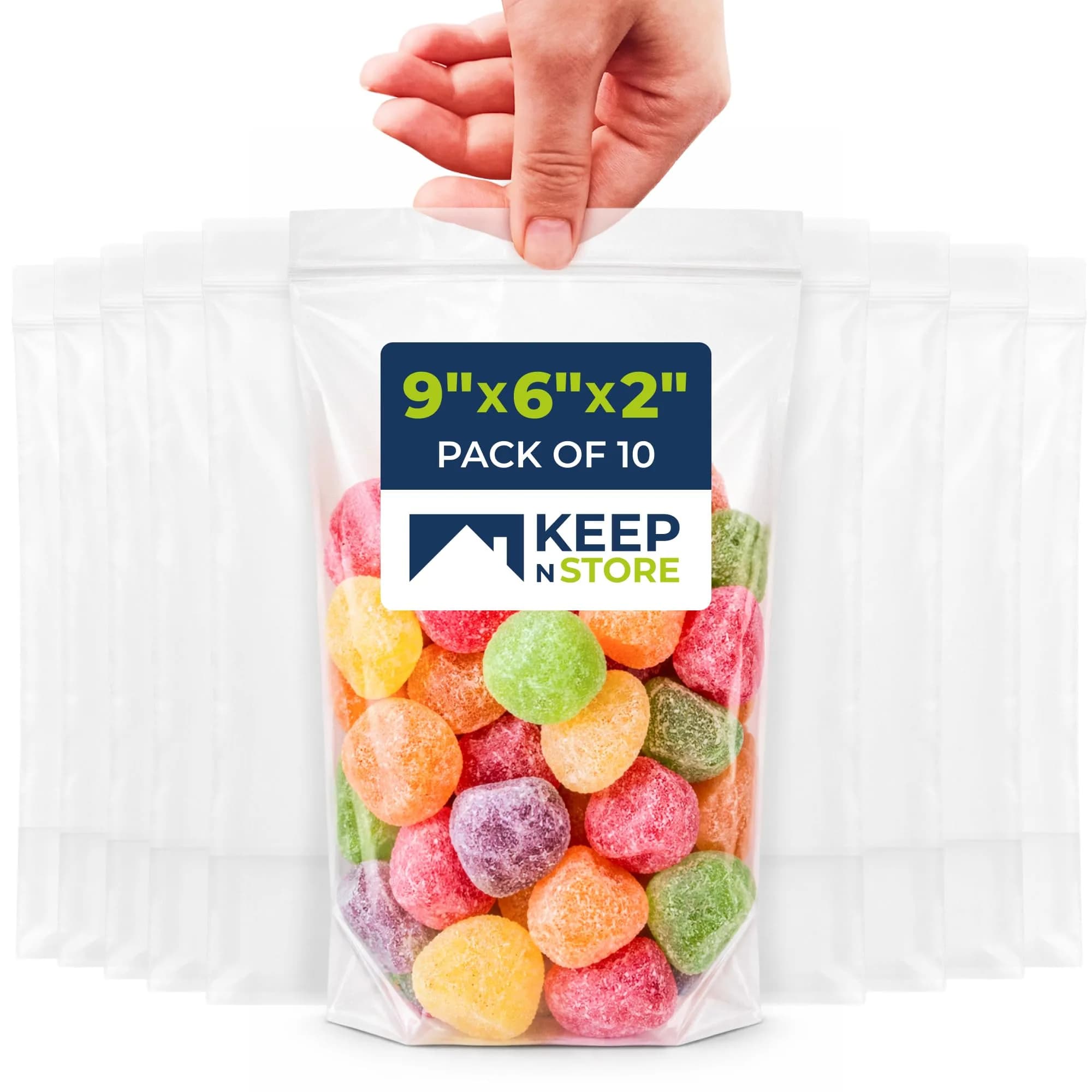 Keep N Store Food Storage Bags 6" x 9" | Reclosable, 8 oz Capacity, Pack of 10 - main product image