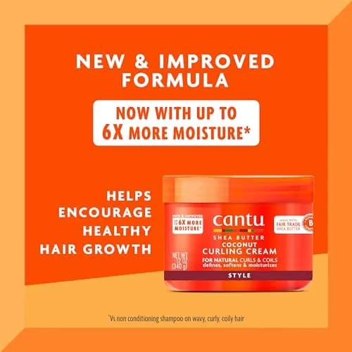 Cantu Coconut Curling Cream with Shea Butter for Natural Hair, 12 oz (144 fl oz) | Defines Curls for Type 3 & 4 Hair thumbnail 2