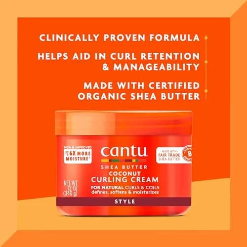 Cantu Coconut Curling Cream with Shea Butter for Natural Hair, 12 oz (144 fl oz) | Defines Curls for Type 3 & 4 Hair thumbnail 3