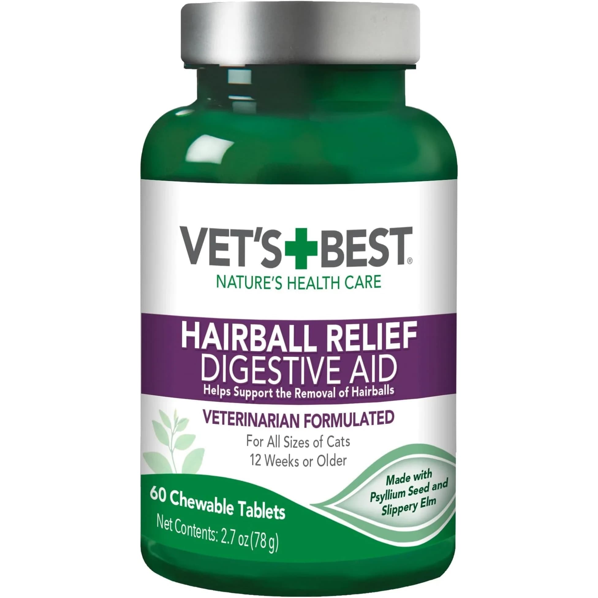Vet's Best Cat Hairball Relief Digestive Aid Chewable Tablets 60 Count | Vet Formulated for Cats — Blues & Purples