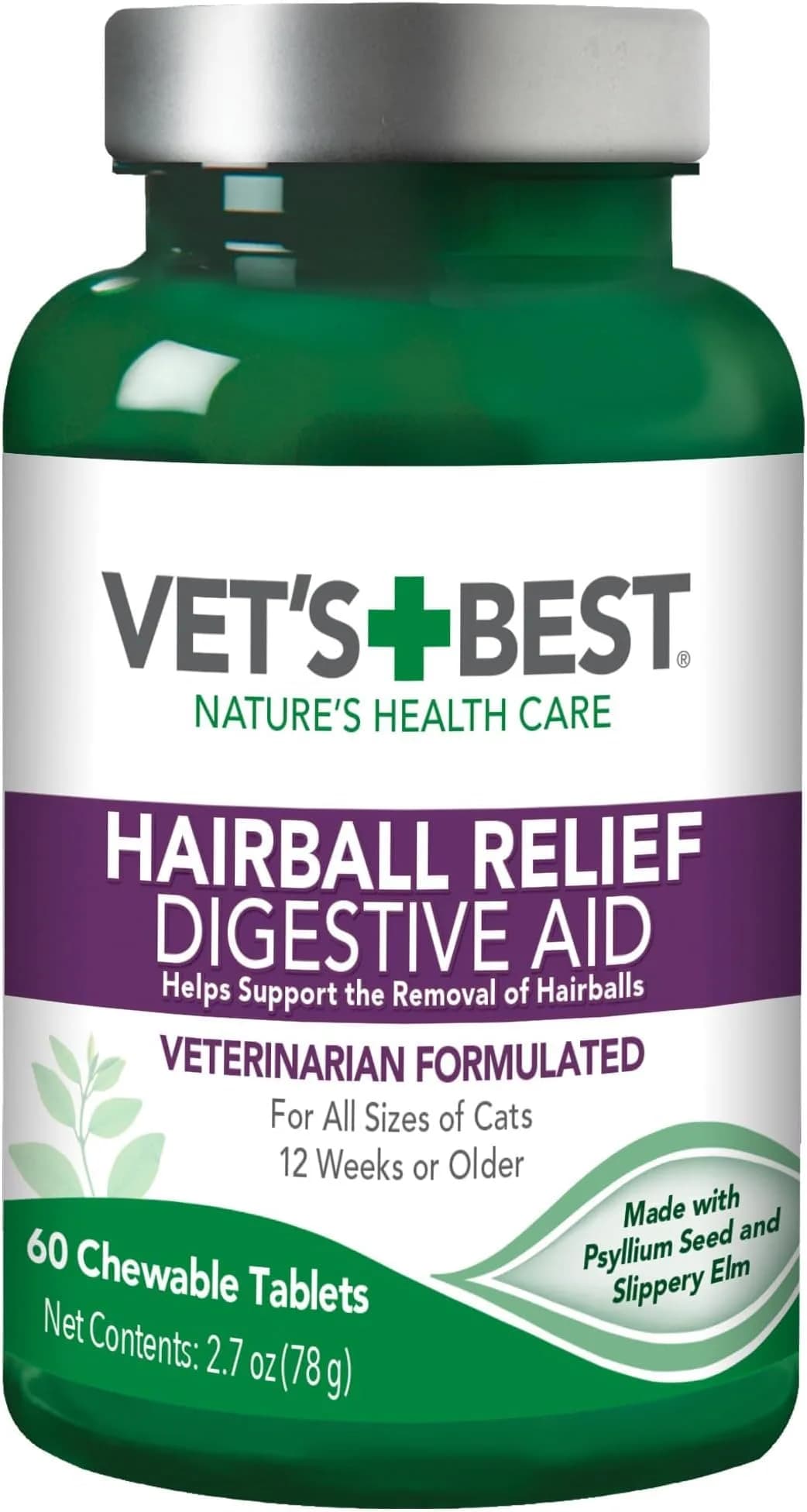 Vet's Best Cat Hairball Relief Digestive Aid Chewable Tablets 720 Count | Vet Formulated Hairball Support Remedy for Cats