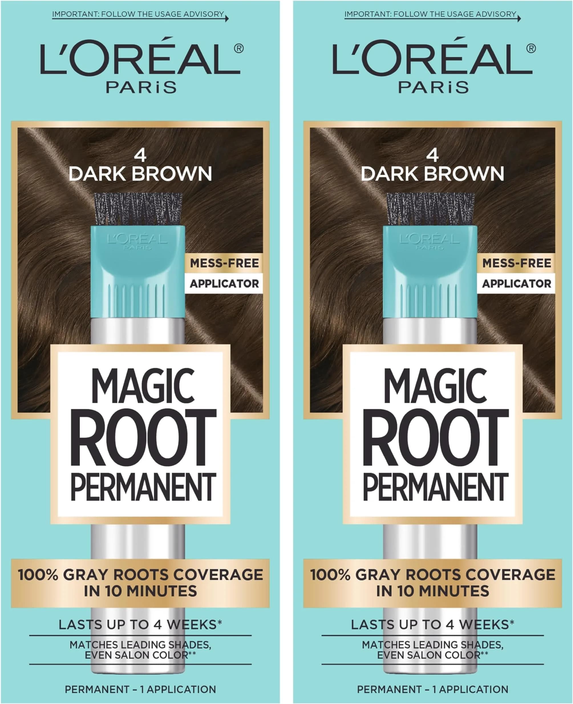 L'Oreal Paris Magic Root Rescue Permanent Hair Color Kit 4 Dark Brown | 10 Minute Gray Coverage - main product image