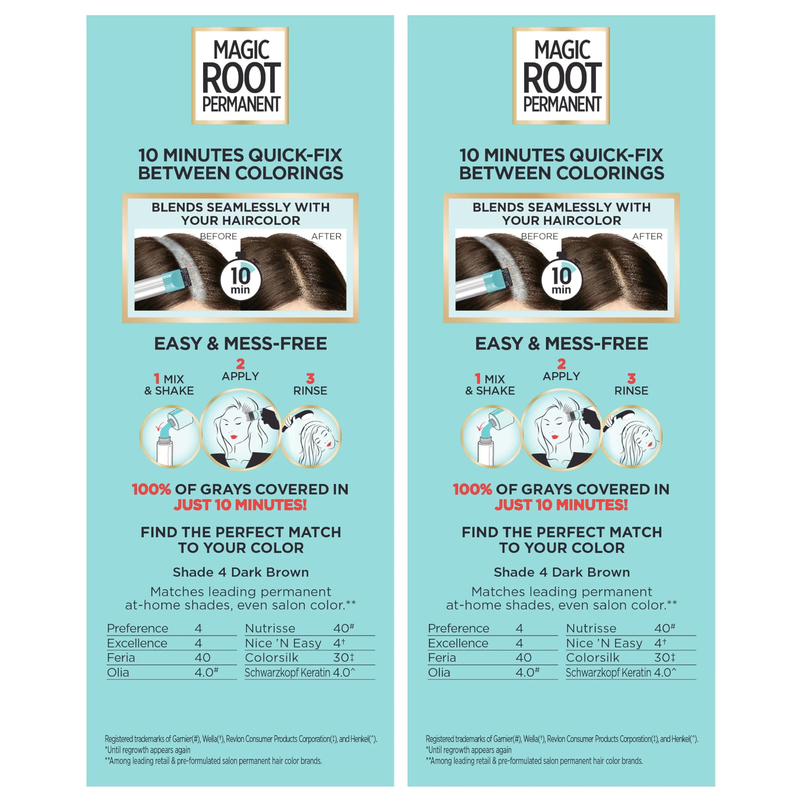 L'Oreal Paris Magic Root Rescue Permanent Hair Color Kit 4 Dark Brown | 10 Minute Gray Coverage - view 2