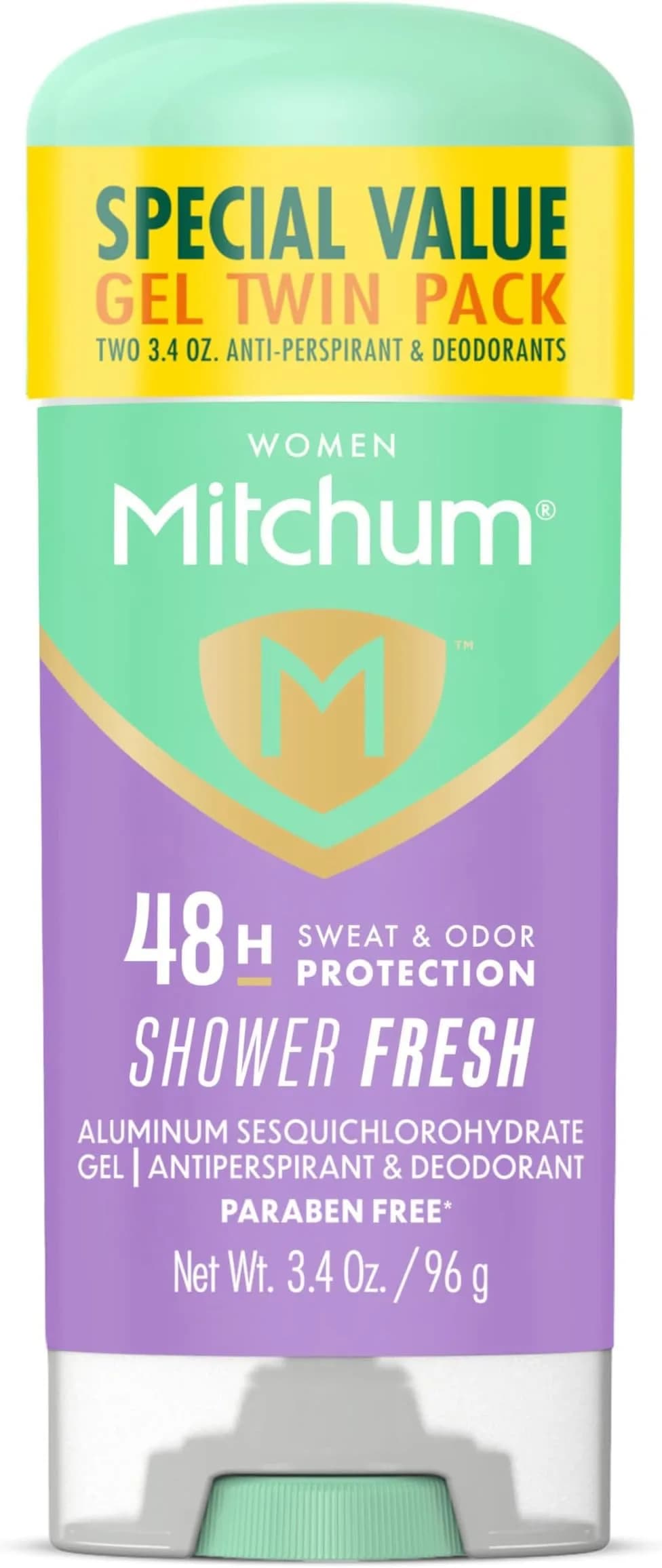Mitchum Women’s Antiperspirant Deodorant Gel Stick, Powder Fresh, 3.4 oz | 48HR Sweat & Odor Protection — Shower Fresh